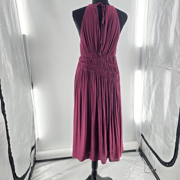 Anthropologie Moulinette Soeurs‎ Smocked Halter Midi Dress in Plum Size 2 - Picture 3 of 6